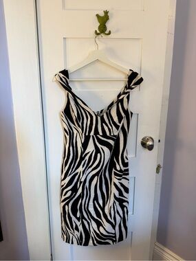 Calvin Klein Black & White Zebra Print Cocktail Dress